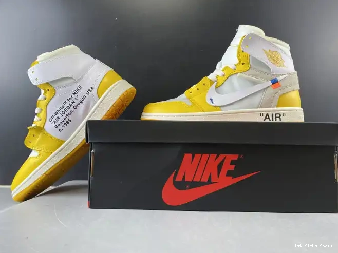 1st Kicks 1 AQ0818-149 Air Jordan x Off-White Powder Yellow-Cone NRG Dark White 0524